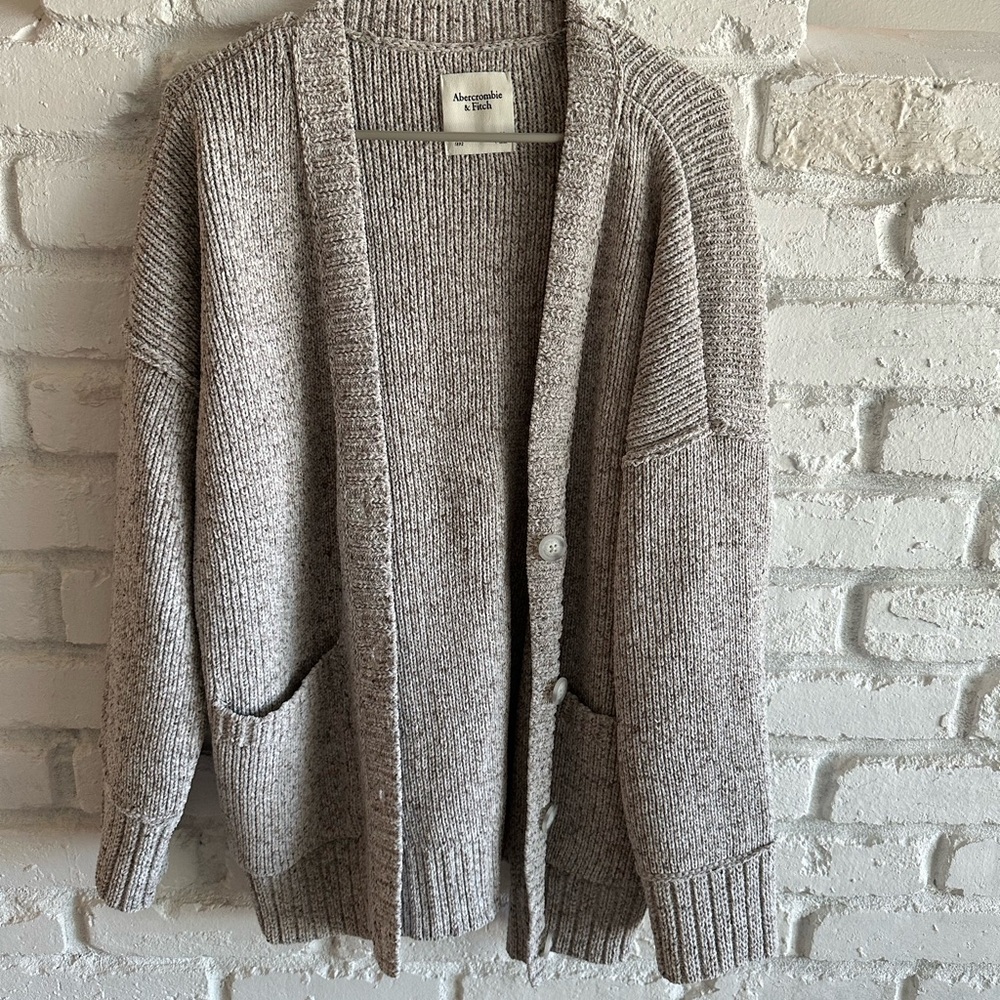 Abercrombie & Fitch Gray Cardigan Sweater Cozy Knit